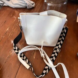 White Women's Bag with Patterned Strap